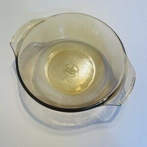 Vintage Fire King Light Amber Brown Glass Round Casserole Dish 1 qt No Lid